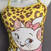 Traje de baño profesional de natación para mujer sin copas, diseño de Gato Marie de dibujos animados, corte bajo adelgazante, adecuado para piscinas y niñas en edad escolar