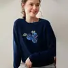 Camiseta Base Nuevo Suéter Jersey de Cachemira para Mujer Cuello Redondo Moda Otoño e Invierno Tejido de Punto Jacquard Holgado Estilo Corto