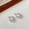 Pendientes de Aro Gruesos Brillantes de Metal en Forma de C para Mujer, Pendientes de Clip Exagerados de Moda, Populares en Europa y América, Éxito Transfronterizo