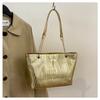 Bolso Tote Brillante con Estampado de Cocodrilo Bolso de Hombro para Mujer 2024 Verano Nueva Moda Coreana Bolso Tote de Axila de Alta Gama