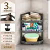 Prateleira de armazenamento de banheiro multicamadas de piso, prateleira de armazenamento triangular para uso doméstico, prateleira de canto para banheiro