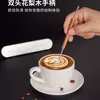 Agulha para Latte Art em Café Madeira de Roseira Esculpida Agulha Elegante para Café Gancho de Aço Inoxidável Ferramenta Caneta Gancho para Espuma de Leite de Latte