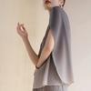 Top de Mujer Verano Manga Corta Delgado Holgado Talla Grande Elegante Ajuste Ceñido Diseño Gradiente Plegado Miyake Top Murciélago