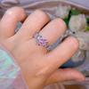 Anel Aberto de Zircônia 3A de Luxo Leve de Alta Qualidade Feminino Anel de Amor Quadrado Princesa em Formato de Ovo Anel de Diamante para Pedido de Casamento