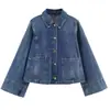 Ropa europea y americana para mujer transfronteriza, bestseller de AliExpress, chaqueta vaquera corta informal de moda estilo francés