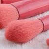 Nuevo juego de 5 brochas de maquillaje de caramelo directo de fábrica con mango transparente que se puede rellenar con partículas de color de brocha rosa