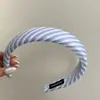 Touca Listrada Azul Sal Marinho Novo Tecido Sarja de Bolinhas Pequenas Faixa de Cabelo com Esponja Presilha de Cabelo Pressionada Moda Faixa de Cabelo