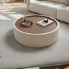 Mesa de Café Redonda Estilo Crema Francesa Sala de Estar Uso Doméstico Diseñador Creativo Lujo Ligero Sensación de Alta Gama Almacenamiento Organización Mesa de Té