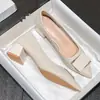 Zapatos de Mujer con Punta Cuadrada, Hebilla Cuadrada y Tacón Grueso, Otoño 2026 Nuevo, Tacón Medio, Elegantes, Profesionales para el Trabajo, Tacones Altos Negros para Mujer