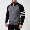 2026 Nuevo Llegada Suéter Cardigan para Hombre Marca de Moda Trendy Bloque de Color Patchwork Cuello Alto Tejido Chaqueta Hombre