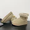 Botas de neve de couro camurça cor sólida com gola dobrável, quentes e grossas, novidade de inverno 2026, botas grandes de algodão versáteis