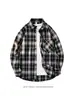 Nova Camisa Xadrez Estilo Americano Retro Manga Longa Solta Primavera Outono Masculina Casual Camisa Jaqueta Top Roupa