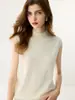 Nuevo chaleco de punto de cachemira para otoño e invierno, suave y cómodo, color liso, sin mangas, cuello semi alto, engrosado, adecuado para el uso diario de mujeres