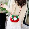 Bolsa de Lã Tricotada de Natal Desenho Animado Fofa Bolsa Infantil Papai Noel Ombro Moda Transversal Bolsa Feminina Porta-Moedas