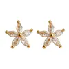 Frescos y Dulces Estilo Universitario Sencillos, Compactos, Modernos, Versátiles Flor de Zirconia Aretes de Botón Pequeños Accesorios de Joyería Hechos en Fábrica