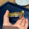 Estilo Antiguo Medio Tecnología de Estirado de Alambre Pulsera de Alambre Estrellado Tira Fina para Mujer Círculo Liso con Diamantes Pulsera de Bambú de Elevada Altura