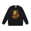 Marca moderna de estilo japonês com estampa de desenho animado de cabeça de macaco, nova blusa de moletom casual de gola redonda em terry de corte solto para homens e mulheres, adequada para adolescentes no outono e inverno