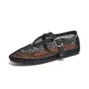 Plantilla de Piel de Oveja de Primera Capa Zapatos Mary Jane 2026 Verano Nuevo Estilo Planos de Moda Calados Tejidos Sandalias Versátiles Casuales