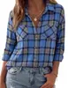 2026 Amazon Europa y América comercio exterior transfronterizo otoño nuevo camisa casual de cuadros suelta con botones de manga larga para mujer
