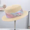 Sombrero de Paja Versátil Casual Elegante con Decoración de Cinta para Viajes al Aire Libre Protección Solar Sombrero de Sol Artístico Retro de Moda de Verano