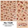 Redanco5D Embutido Popular Adesivo para Unhas Jelly Estampa de Leopardo Laço Adesivo Estéreo para Unhas He1528