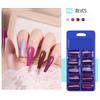 100 piezas de uñas postizas largas de ballet en caja azul pequeña, parche para uñas, uñas terminadas, color sólido