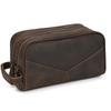 Clutch Masculina de Couro Genuíno Couro Crazy Horse Retrô Unissex Necessaire Primeira Camada Couro Bovino Zíper Duplo Bolsa de Mão