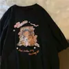 Camiseta Nueva de Manga Corta con Estampado de Oso 2025 para Mujer Ins Tendencia Popular Holgada Estilo K Versátil Top de Media Manga para Verano