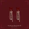 Pendientes de Bola de Pelo con Lazo Flocado Rojo de Año Nuevo Pendientes de Nicho de Gama Alta Pendientes de Nicho de Gama Alta para Boda de Año Nuevo
