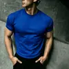 Novo modelo de comércio exterior 230g peso pesado Sorona gola redonda masculina manga curta treino fitness esportes ao ar livre slim-fit camiseta