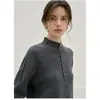 Suéter de punto de lana pura para mujer con cuello medio abotonado, nuevo suéter base suave de otoño e invierno, top versátil
