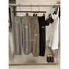 Calça Casual Plissada Relaxada Estilo Coreano Chá Verde Limão 2026 Outono Amarrada na Cintura Drapada Mangas Lanterna para Mulheres
