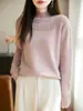 Tricô Jacquard com Strass Estilo Elegante Levemente Maduro Feminino 2026 Novo Estilo Gola Semi-Alta Aconchegante Espesso Base Moda Suéter