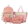 Set de Cuatro Piezas de Mochilas Escolares para Mujer, Mochila Casual de Estilo Japonés Nuevo, Mochila de Gran Capacidad para Viajes Diarios y Tutorías, Estilo Campus