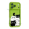 Diseño de gato blanco y negro lindo y simple estilo japonés y coreano con line art, funda para teléfono cortada con precisión 17 Pro, funda suave mate iPhone 18