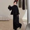 Conjunto de chaleco con falda, camiseta básica y pantalones de pierna ancha estilo coreano para niñas, nuevo conjunto de tres piezas de moda 2026