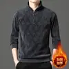 Nueva Sudadera Casual Jacquard con Cremallera para Hombre Otoño/Invierno 2025 con Forro de Felpa y Cuello Alto Engrosado para Calidez