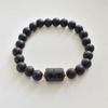 Pulsera Elástica de Cuentas Transfronterizas Europeas y Americanas Espaciador Negro Mate Doce Constelaciones Piedra Natural con Cuentas Pulsera de Pareja