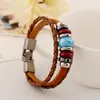Pulseira de couro genuíno punk de exportação de joias de comércio exterior europeu e americano para estudantes masculinos e femininos, pulseira de couro de vaca