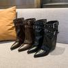 Botas de Montar de Estilo Nuevo hasta la Rodilla, Botas de Pantalón con Hebilla de Cinturón Estilo Americano Hot Girl, Botines, Botas para Mujer, Botas Vaqueras, Botines para Mujer