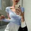 Camiseta Feminina de Manga Curta 100% Algodão Penteado, Pacote com 40 Unidades, Novo Estilo Verão 2026, Corte Slim, Acinturada, Versátil, Gola U com Ombro Normal