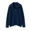 Novedad Otoño e Invierno 2025 Cómodo y Versátil Cardigan de Cachemira Espesado para Mujer Lujo Accesible Esencial Tejido de Punto Espesado con Cuello Alto Retorcido