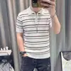 Camisa polo de punto de seda helada para hombre, estilo old money, top para hombre, camisa polo casual de verano con cuello camisero, camiseta para hombre