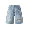 Shorts de mezclilla rotos lavados para hombre, talla 26, marca de moda de verano, pantalones casuales rectos holgados hasta la rodilla, pantalones de longitud media desgastados, al por mayor