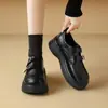 Sapatos Femininos ZHR com Salto Grosso e Decote Profundo 2026 Outono Novo Versátil Aumentador de Altura Slip-On Pequenos Sapatos de Couro para Mulheres Baixas