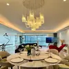 Candelabro de Cristal Nube de Lujo Ligero Italiano Estilo Crema Francés Dormitorio Sala de Estar Moderno Simple Hotel Villa Lámpara de Comedor