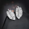 Pendientes de estilo coreano con hojas doradas color champán, pendientes de plata de ley 925 con incrustaciones de circonita de grado AAA, venta directa de fábrica