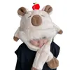 Nuevo Sombrero de Invierno 2025 para Niños Peluche Dibujos Animados Lindo Bebé Niño y Niña Bufanda con Forro Polar Sombrero Integrado con Protección para los Oídos