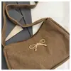 Bolso Retro de Pana bajo el Brazo con Detalle de Lazo Dorado - Bolso de Mano Mini Hobo Elegante para Atuendos Casuales