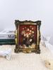 Marco de fotos retro de estilo francés para sala de estar, dormitorio, adornos, pintura decorativa, estilo europeo, ligero, de lujo, tallado, ovalado, colgante, marco de cristal.